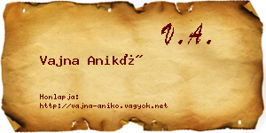 Vajna Anikó névjegykártya